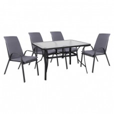 ΣΕΤ/5 ΤΡΑΠΕΖΙ 140Χ80, 4 ΠΟΛΥΘΡΟΝΕΣ  ΚΑΙ ΜΑΞΙΛΑΡΙΑ FB910569.01 (GREY)